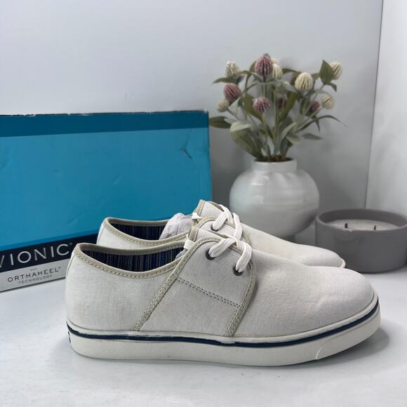 Vionic 45 Bryson Lace Up Canvas Sneakers White TVM4059 Men\'s 8 M (D) NWD FLAW main image 5